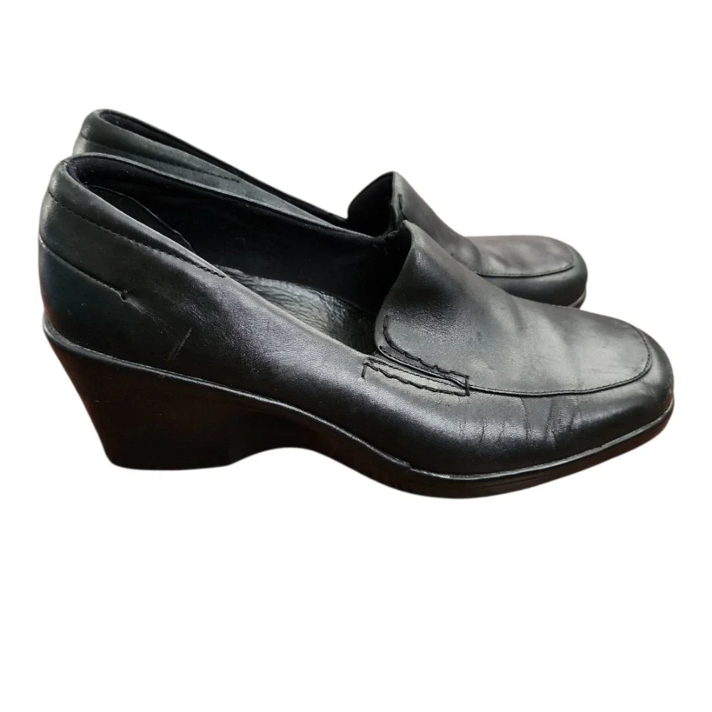 Rockport Wedge Loafers Women 7M Black Professional Comfort Office Wear Durable